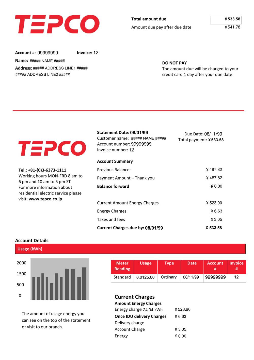 Tokyo Electric Bill Preview