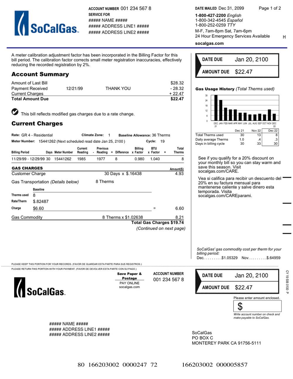 SoCalGas帳單預覽