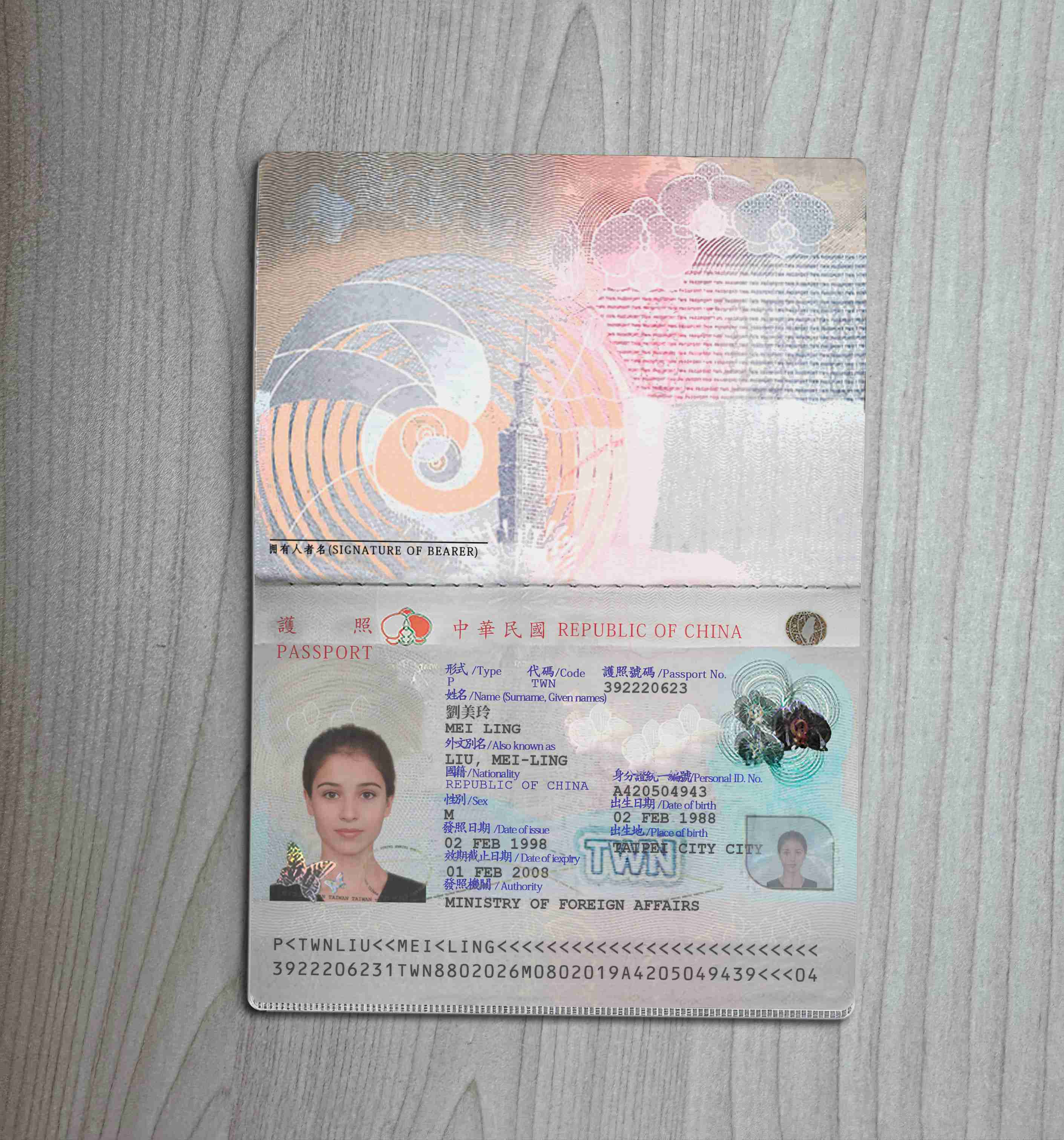 대만 여권 미리보기
